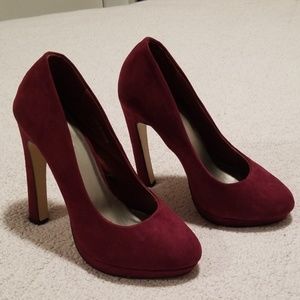 Forever 21 wine suede round toe heels